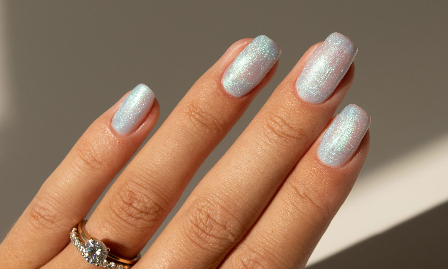 Gelous Pearlescent Splash Gel Nail Polish - photographed in United Kingdom on model